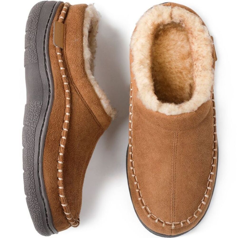 RockDove -  Men's Aiden Faux Fur Lined Microsuede Sli Tan